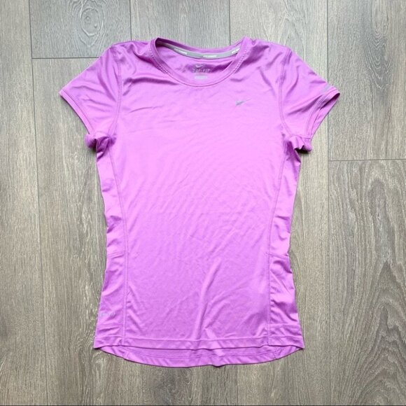 Nike Women's Pro Dri Fit T-Shirt Milner Running Purple Short Sleeve Crew neck - Picture 4 of 13